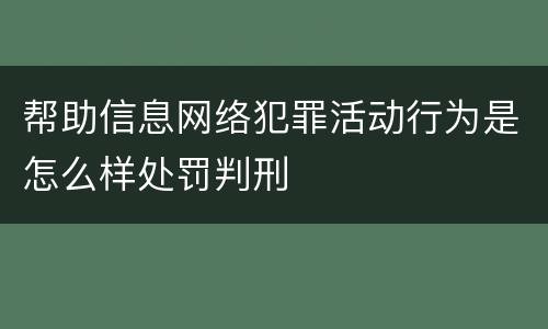 帮助信息网络犯罪活动行为是怎么样处罚判刑