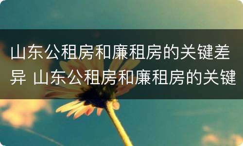 山东公租房和廉租房的关键差异 山东公租房和廉租房的关键差异在哪