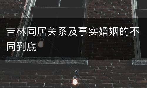 吉林同居关系及事实婚姻的不同到底