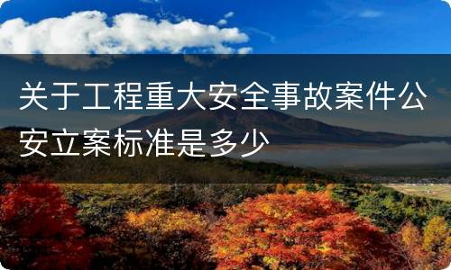 关于工程重大安全事故案件公安立案标准是多少