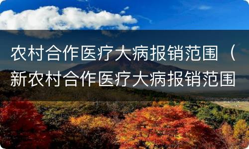 农村合作医疗大病报销范围（新农村合作医疗大病报销范围）