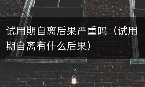 试用期自离后果严重吗（试用期自离有什么后果）