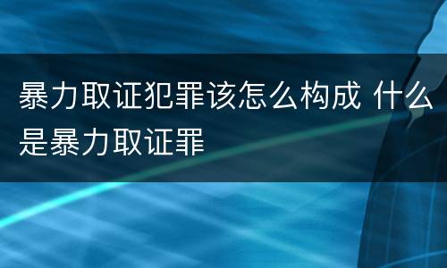 暴力取证犯罪该怎么构成 什么是暴力取证罪
