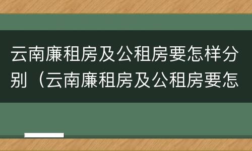 云南廉租房及公租房要怎样分别（云南廉租房及公租房要怎样分别出租）