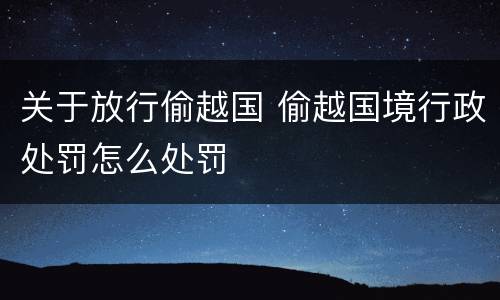 关于放行偷越国 偷越国境行政处罚怎么处罚