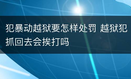 犯暴动越狱要怎样处罚 越狱犯抓回去会挨打吗