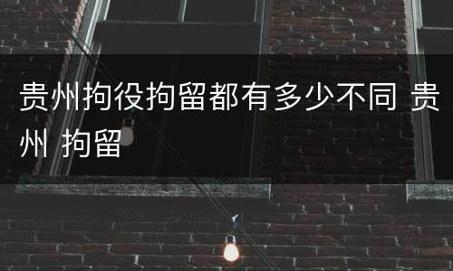 贵州拘役拘留都有多少不同 贵州 拘留