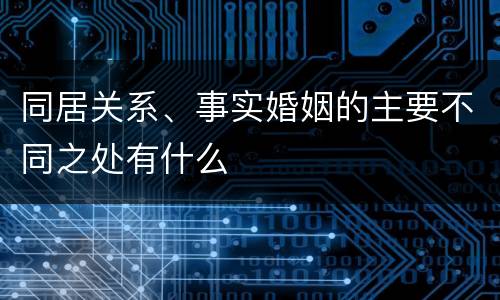 同居关系、事实婚姻的主要不同之处有什么