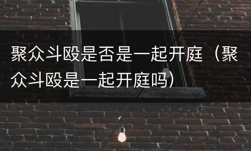 聚众斗殴是否是一起开庭（聚众斗殴是一起开庭吗）