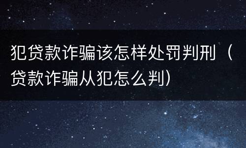 犯贷款诈骗该怎样处罚判刑（贷款诈骗从犯怎么判）