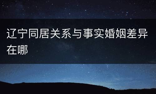 辽宁同居关系与事实婚姻差异在哪
