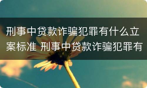 刑事中贷款诈骗犯罪有什么立案标准 刑事中贷款诈骗犯罪有什么立案标准嘛
