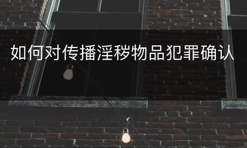 如何对传播淫秽物品犯罪确认