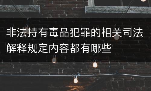 非法持有毒品犯罪的相关司法解释规定内容都有哪些