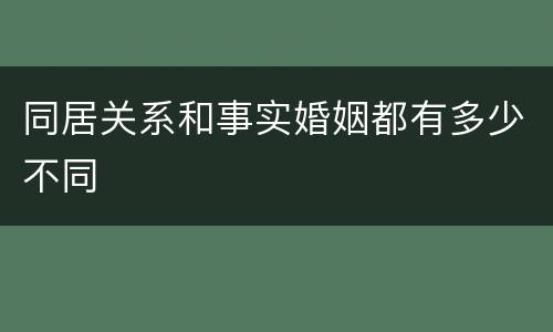 同居关系和事实婚姻都有多少不同