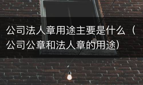 公司法人章用途主要是什么（公司公章和法人章的用途）