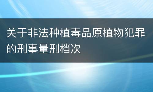 关于非法种植毒品原植物犯罪的刑事量刑档次