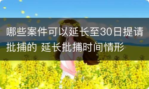 哪些案件可以延长至30日提请批捕的 延长批捕时间情形