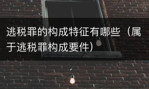 逃税罪的构成特征有哪些（属于逃税罪构成要件）