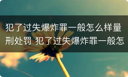 犯了过失爆炸罪一般怎么样量刑处罚 犯了过失爆炸罪一般怎么样量刑处罚
