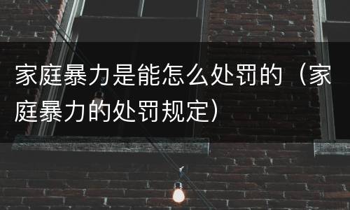 家庭暴力是能怎么处罚的（家庭暴力的处罚规定）