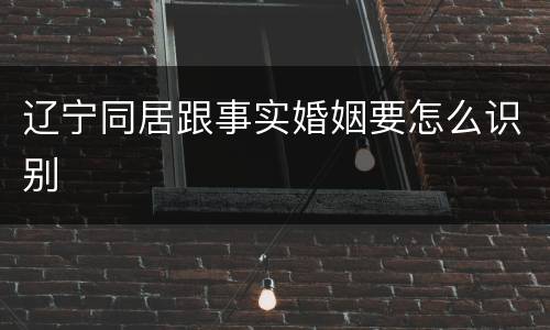 辽宁同居跟事实婚姻要怎么识别