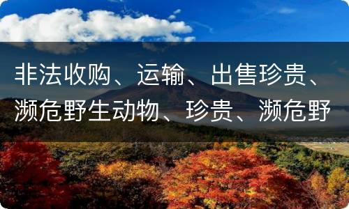 非法收购、运输、出售珍贵、濒危野生动物、珍贵、濒危野生动物制品罪具体构成要件