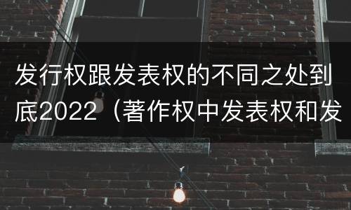 发行权跟发表权的不同之处到底2022（著作权中发表权和发行权的区别）