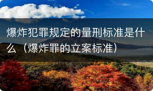 爆炸犯罪规定的量刑标准是什么（爆炸罪的立案标准）
