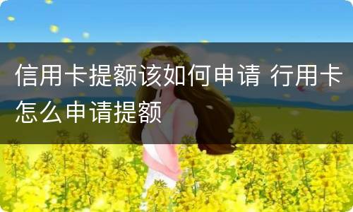 信用卡提额该如何申请 行用卡怎么申请提额