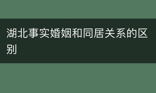 湖北事实婚姻和同居关系的区别