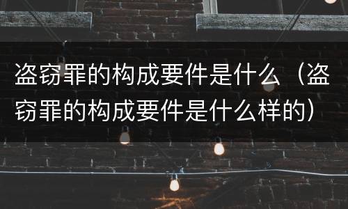 盗窃罪的构成要件是什么（盗窃罪的构成要件是什么样的）