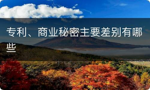 专利、商业秘密主要差别有哪些