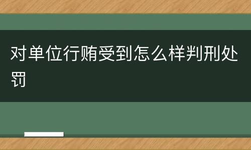 对单位行贿受到怎么样判刑处罚