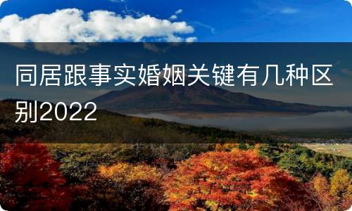 同居跟事实婚姻关键有几种区别2022