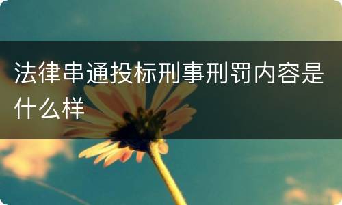 法律串通投标刑事刑罚内容是什么样