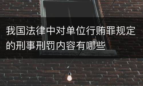 我国法律中对单位行贿罪规定的刑事刑罚内容有哪些