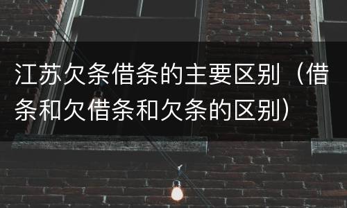 江苏欠条借条的主要区别（借条和欠借条和欠条的区别）