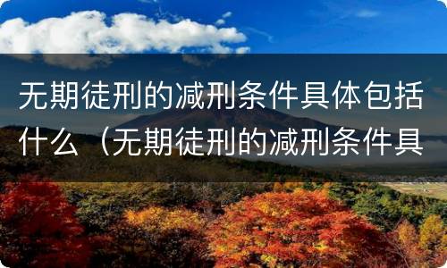 无期徒刑的减刑条件具体包括什么（无期徒刑的减刑条件具体包括什么内容）