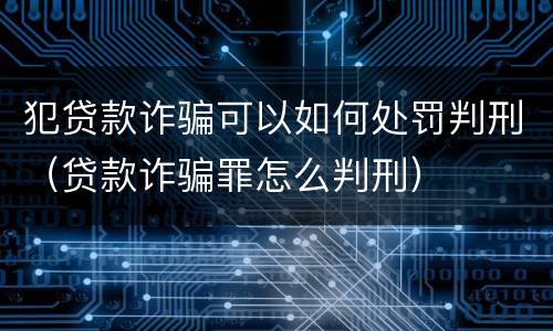 犯贷款诈骗可以如何处罚判刑（贷款诈骗罪怎么判刑）