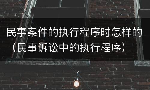 民事案件的执行程序时怎样的（民事诉讼中的执行程序）