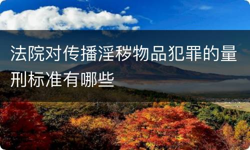 法院对传播淫秽物品犯罪的量刑标准有哪些