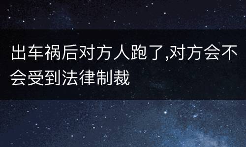 出车祸后对方人跑了,对方会不会受到法律制裁