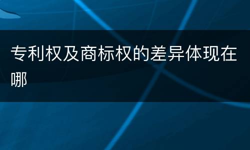 专利权及商标权的差异体现在哪