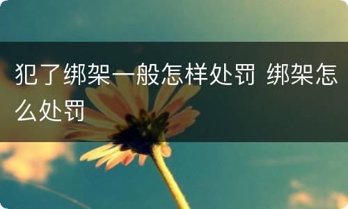 犯了绑架一般怎样处罚 绑架怎么处罚