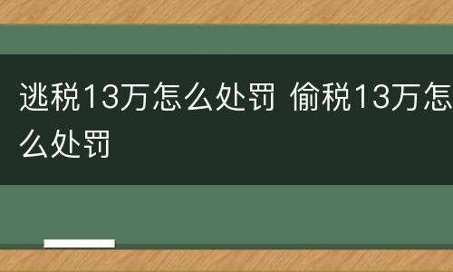 逃税13万怎么处罚 偷税13万怎么处罚