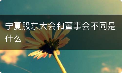 宁夏股东大会和董事会不同是什么