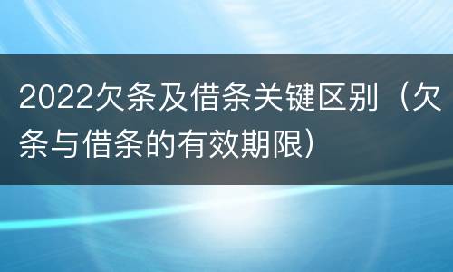 2022欠条及借条关键区别（欠条与借条的有效期限）