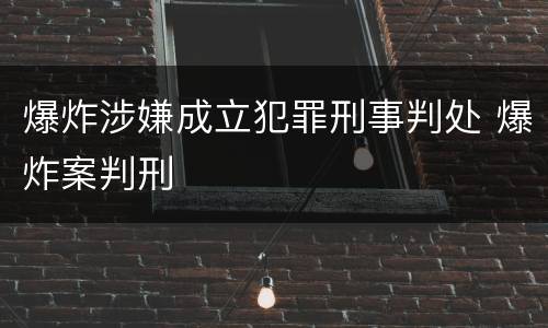 爆炸涉嫌成立犯罪刑事判处 爆炸案判刑