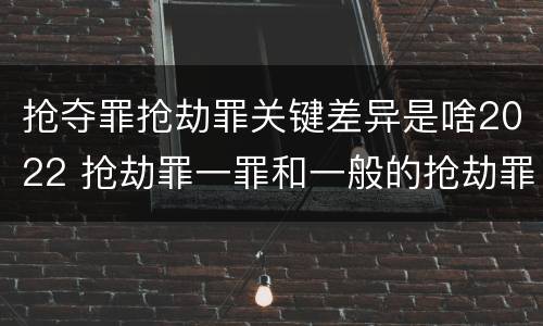 抢夺罪抢劫罪关键差异是啥2022 抢劫罪一罪和一般的抢劫罪